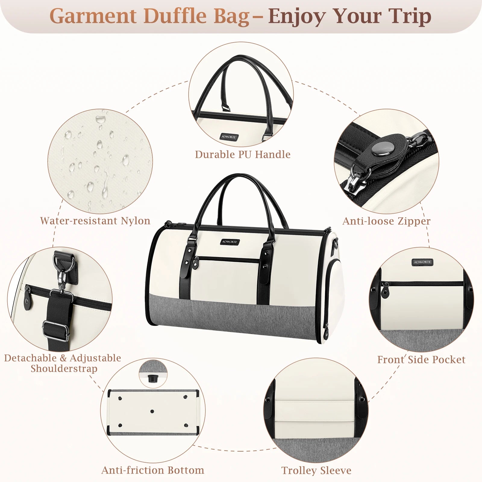 2-in-1 Garment Duffle Bag with Shoe Compartment & Toiletry Kit