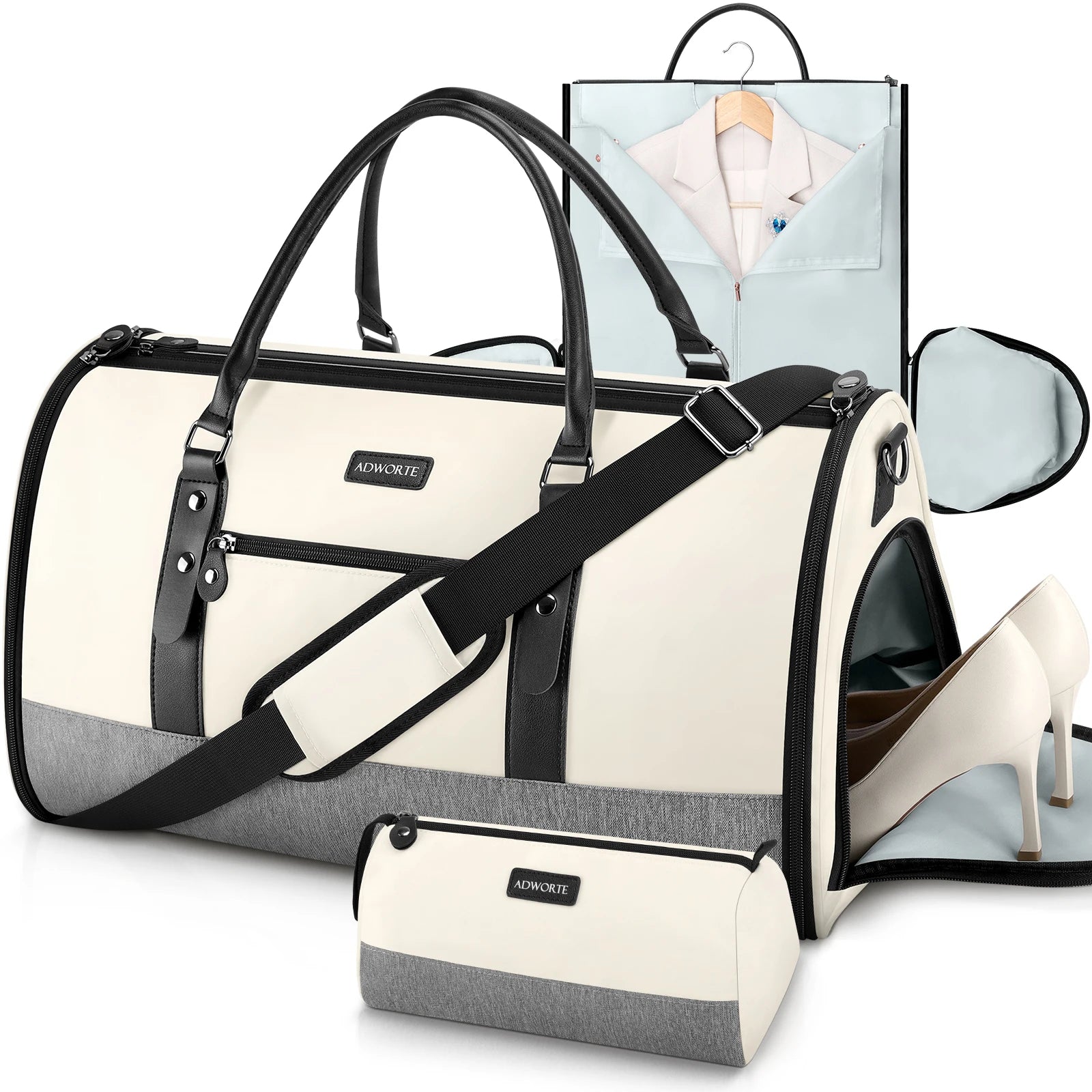 2-in-1 Garment Duffle Bag with Shoe Compartment & Toiletry Kit
